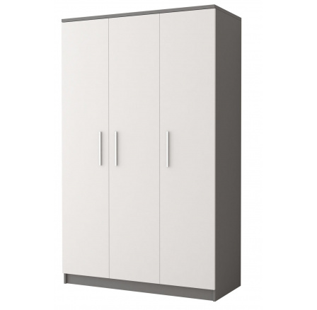 Šatní skříň 3D OMEGA II - 19, Šedá/Bílá