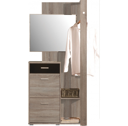 Předsíňová stěna CLIP, Dub Truffla/černá Předsíňová stěna CLIP, Dub Truffla/černá