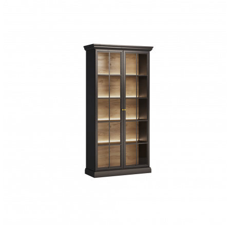 Vitrína LUCCA W2D, Černá s LED osvětlením Vitrína LUCCA W2D, Černá s LED osvětlením