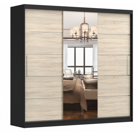 Šatní skříň MULTI 23, Černá/Dub Sonoma