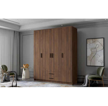 Skříň Arya I 160 - ořech/černé úchytky