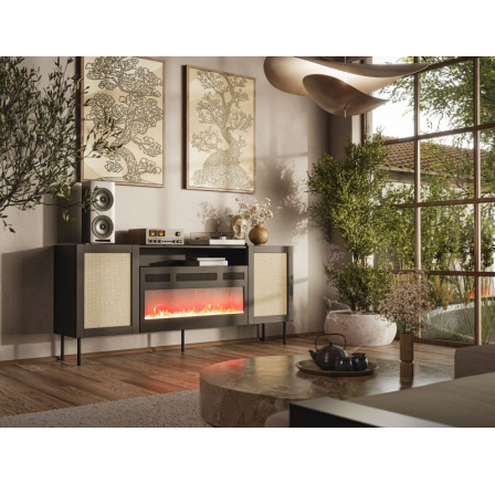 Komoda s možností montáže ke krbu JUTA EF, Černá mat