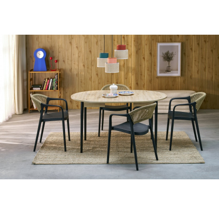 Jídelní stůl PIVOT, dub artisan/černá