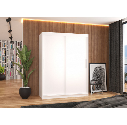 Šatní skříň s posuvnými dveřmi DENVER 150 Bílá+Bílá