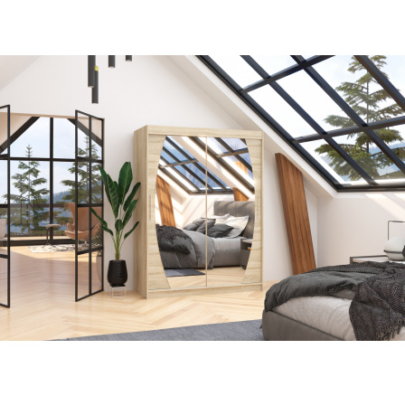 Posuvná skříň se zrcadlem ALEN 150 Sonoma+Sonoma Posuvná skříň se zrcadlem ALEN 150 Sonoma+Sonoma