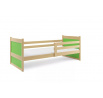 Dětská postel RICO 90x200 cm, bez matrace, Přírodní/Zelená