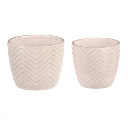 Obal na květiny - keramika, krémový, cena za sadu 2 ks