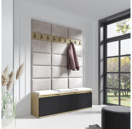 Předsíňová stěna EMI 6, Trinity 01/Artisan + Černá Předsíňová stěna EMI 6, Trinity 01/Artisan + Černá