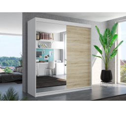 Posuvná skříň se zrcadlem DELLA 200 Bílá+Sonoma