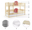 Łóżko młodzieżowe, piętrowe Bingo, z sosnową ramą, bez materacy 80 x 190
