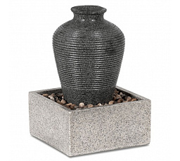 Fontána s LED osvětlením – polyresin, imitace kamene, černo-šedá