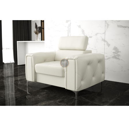 Křeslo ORION přírodní kůže - bílá kůže