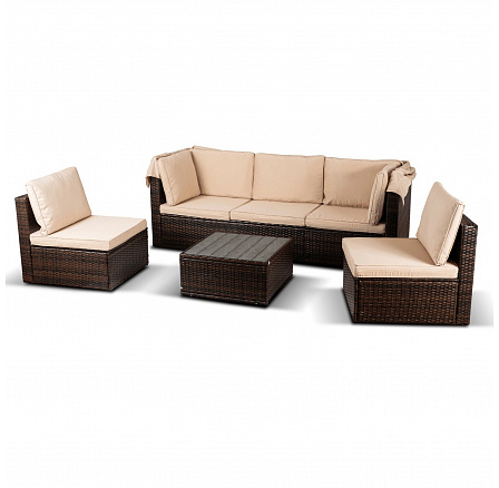Sada Zahradního Nábytku CALIENTE Hnědá/Béžová