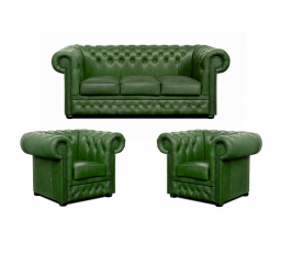Sedací souprava Chesterfield Lord 3+1+1 kůže zelená