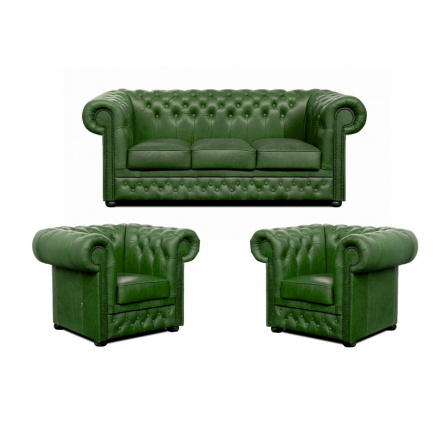 Sedací souprava Chesterfield Lord 3+1+1 kůže zelená