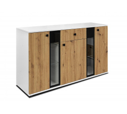 Komoda SILOS, Bílá/Dub artisan/Melamina