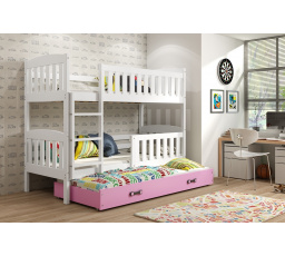 Patrová postel s přistýlkou Kuba bílá/růžová