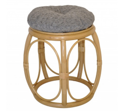 Ratanová taburetka široká medová polstr matylda šedý