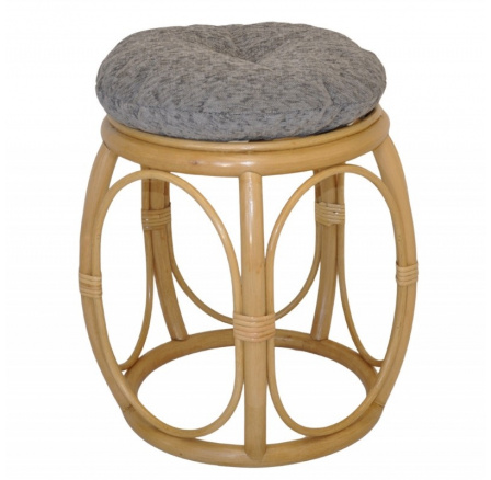 Ratanová taburetka široká medová polstr matylda šedý