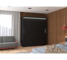 Posuvná skříň s LED osvětlením LINCOLN 180 Černá+Černá