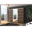 Posuvná skříň se zrcadlem a LED osvětlením SALTO 250 Choco+Choco