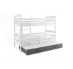 Dětská patrová postel ERYK 3 s přistýlkou 90x200 cm, včetně matrací, Bílá/Grafit