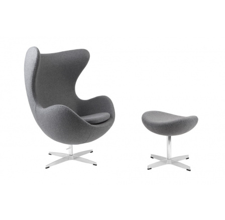 Křeslo Vejce s podnožkou kašmír 42 světle šedá Premium