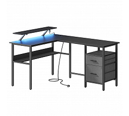 Pc stůl 150x120cm, mdf, černá, APC-E1395 BK