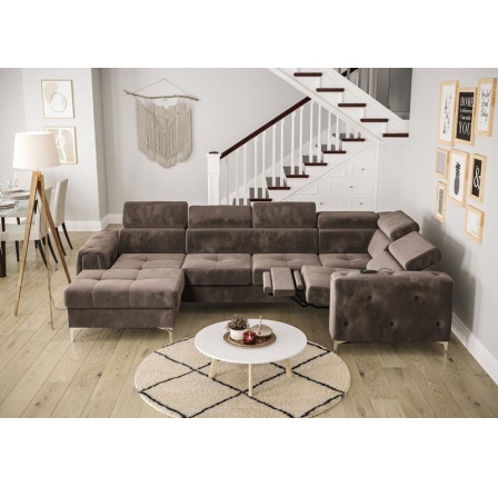 Rohová sedací souprava ORION MAX III , relax s funkcí spaní 165x320x190 cm - hnědá , pravá