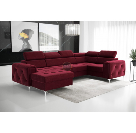 Rohová sedací souprava ORION MAX III s funkcí spaní 165x320x185 cm - červená , pravá