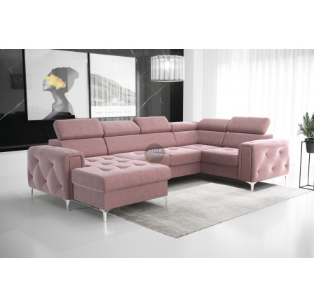 Rohová sedací souprava ORION MAX III s funkcí spaní 165x320x185 cm - růžová, pravá