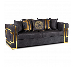 Sofa PALLAZO 3S Třímístná Černá/Zlatá