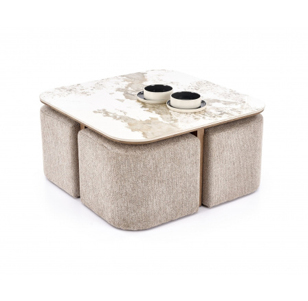 ARAKIS lavice, béžový mramor / ořech (2ks=1ks)