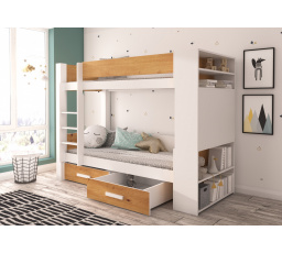 Dvoulůžková patrová postel GARET 200x90 Bílá+Artisan