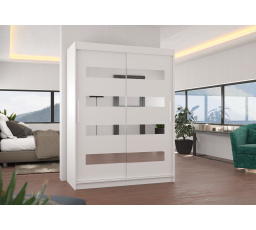 Posuvná skříň se zrcadlem BALTIC 150 Bílá+Bílá