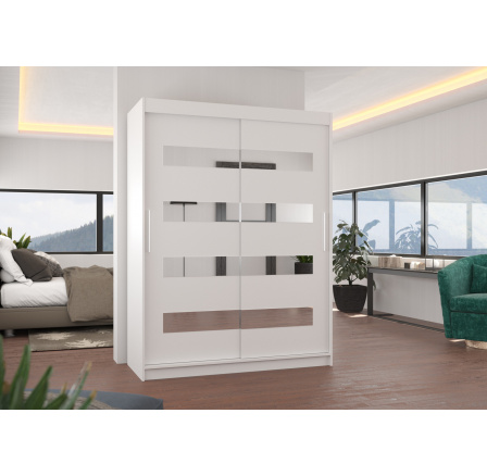 Posuvná skříň se zrcadlem BALTIC 150 Bílá+Bílá