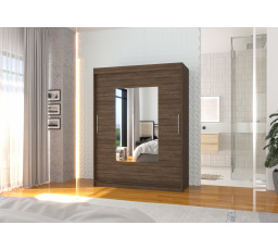 Šatní skříň s posuvnými dveřmi a zrcadlem DORRIGO 150 Choco+Choco