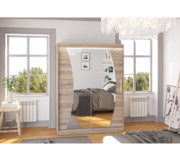 Posuvná skříň se zrcadlem a LED osvětlením MODESTO 150 Truffle+Truffle