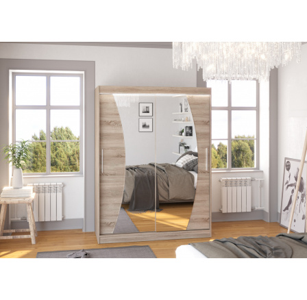 Posuvná skříň se zrcadlem a LED osvětlením MODESTO 150 Truffle+Truffle