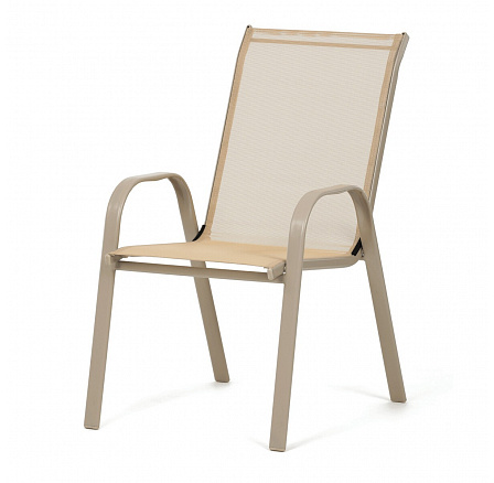 Zahradní židle, kov, síťovina, krémová, AZC-C1000 CRM