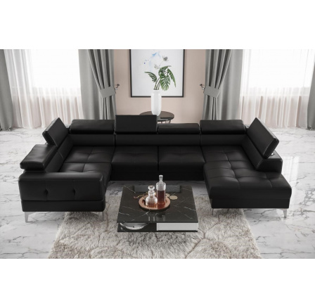 Rohová sedací souprava TOSCANIA MAX I 170x350x185 cm - černá eko kůže , levá