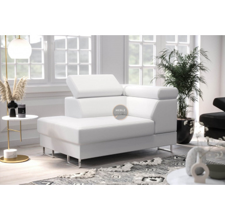 Křeslo lenoška GALAXY přírodní kůže - Levá strana, Bílá kůže