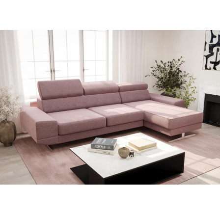 Rohová sedací souprava MILANO MINI 270 cm - růžová, pravá