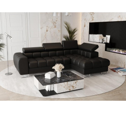 Rohová sedací souprava ASPEN MINI přírodní kůže 260x170 cm - černá kůže , pravá