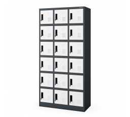 Plechová uzamykatelná šatní skříňka na soklu KAROL, 900 x 1850 x 400 mm, antracitovo-bílá