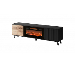Tv komoda RANDOM RTV-K RTV 180 cm s krbem, dub wotan/černý