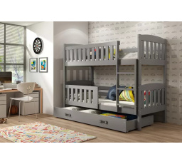 Dětská patrová postel KUBUS se šuplíkem 90x190 cm, včetně matrací, Grafit/Grafit