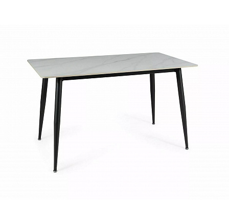 Jídelní stůl RION, Efekt bílého mramoru/Černý mat