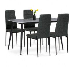 Jídelní set s 4 židlemi, 130x70x76cm mramor, ASE-1003 BK2