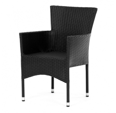 Zahradní židle, kov, polyratan, černá, AZC-S2117 BK